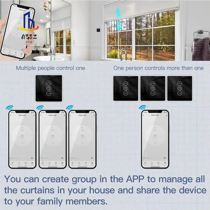 

A33Z-Tuya Wi-Fi RF433 2,5D дуговой переключатель, стеклянная сенсорная панель для рулонных жалюзи, переключатель умного приложения, беспроводной Alexa