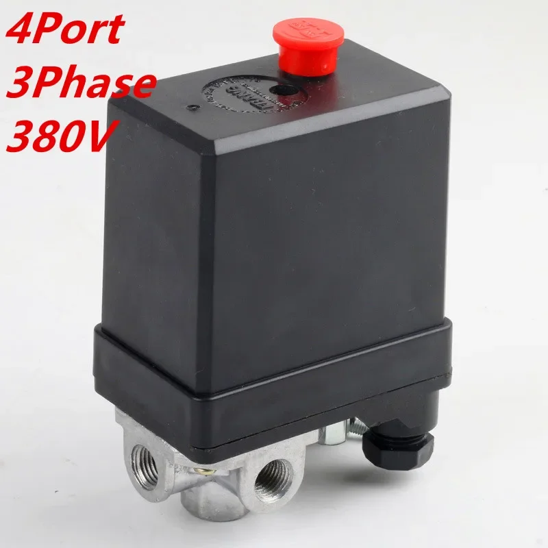 4-Port 3-Phase 380/400V Air Compressor Pressure Switch 20A 500V Heavy-Duty Industrial Valve