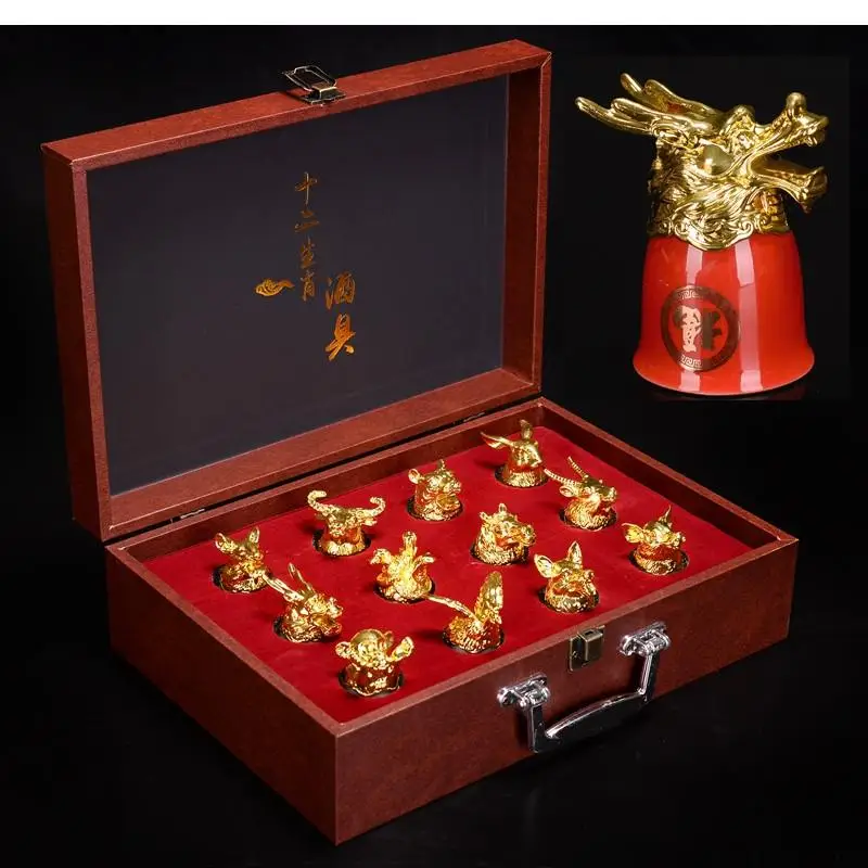 

Chinese Zodiac, Wine Glass Set, Style, Ceramic Cup, Dispenser, Baijiu Pot, Family Bar, Gift Box