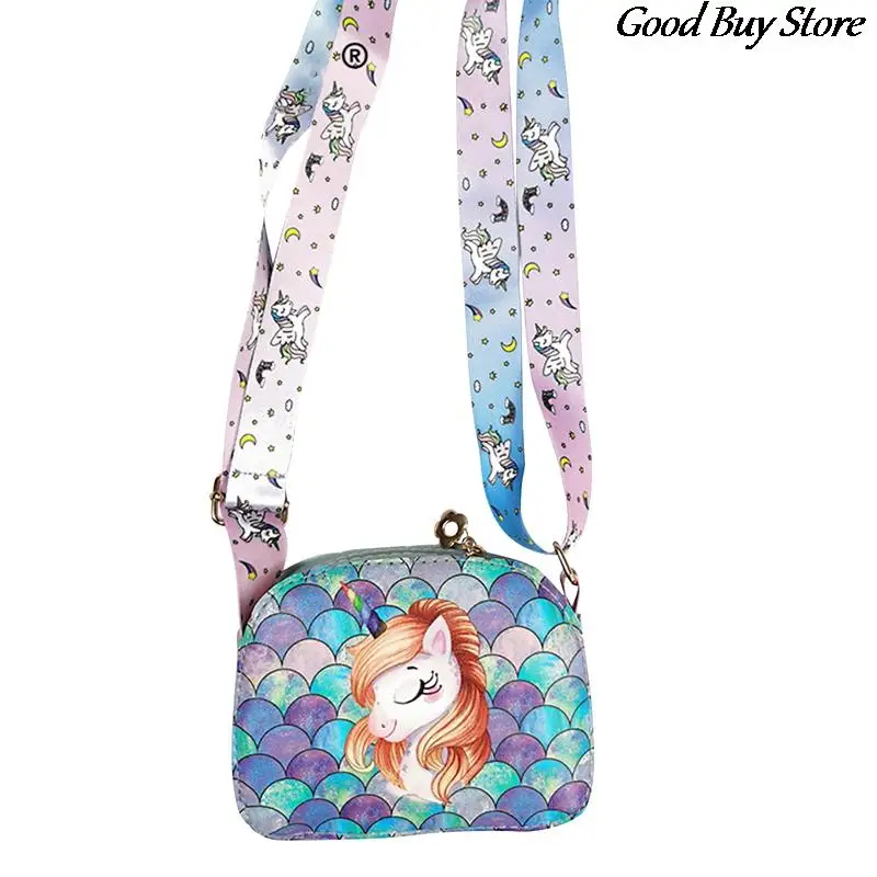 Colore squame di pesce borsa a tracolla bambini bambini borse moda principessa borsa da festa unicorno Mini portafogli borse a tracolla con paillettes