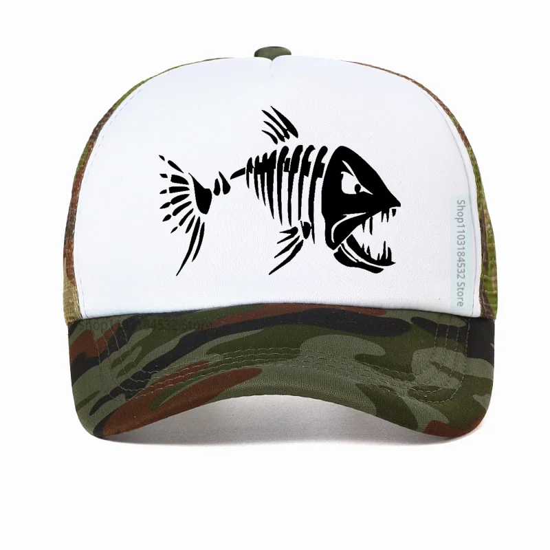 

Fish Bone Mens Caps Camouflage Hunting Fishing Men Baseball Cap Summer Mesh Breathable Man Hat For Men Casual Bone Casquette