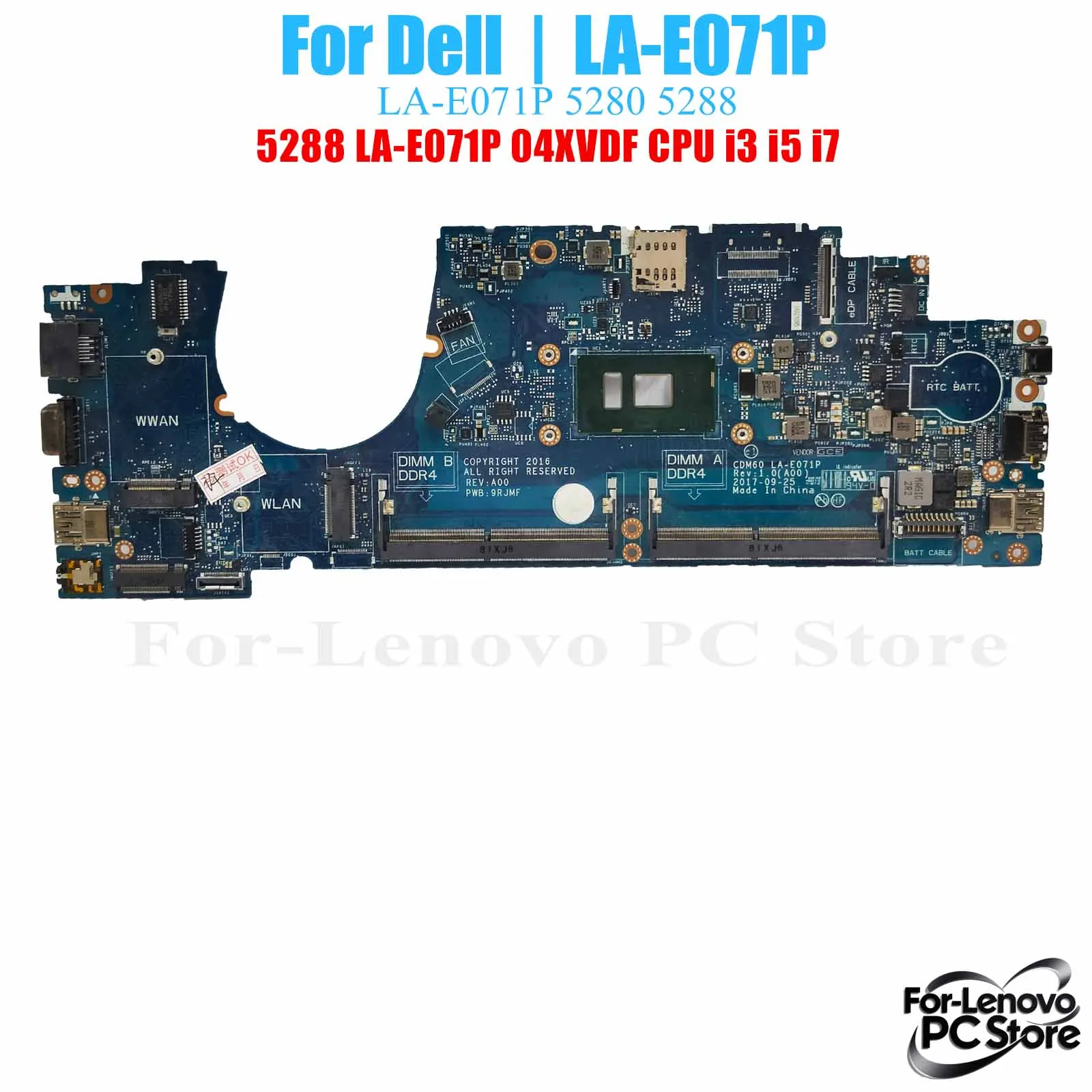 

LA-E071P для ноутбука DELL, материнская плата LA-E071P для Latitude 5280 5288 04XVDF 0W86DG 0RH40R, материнская плата для ноутбука