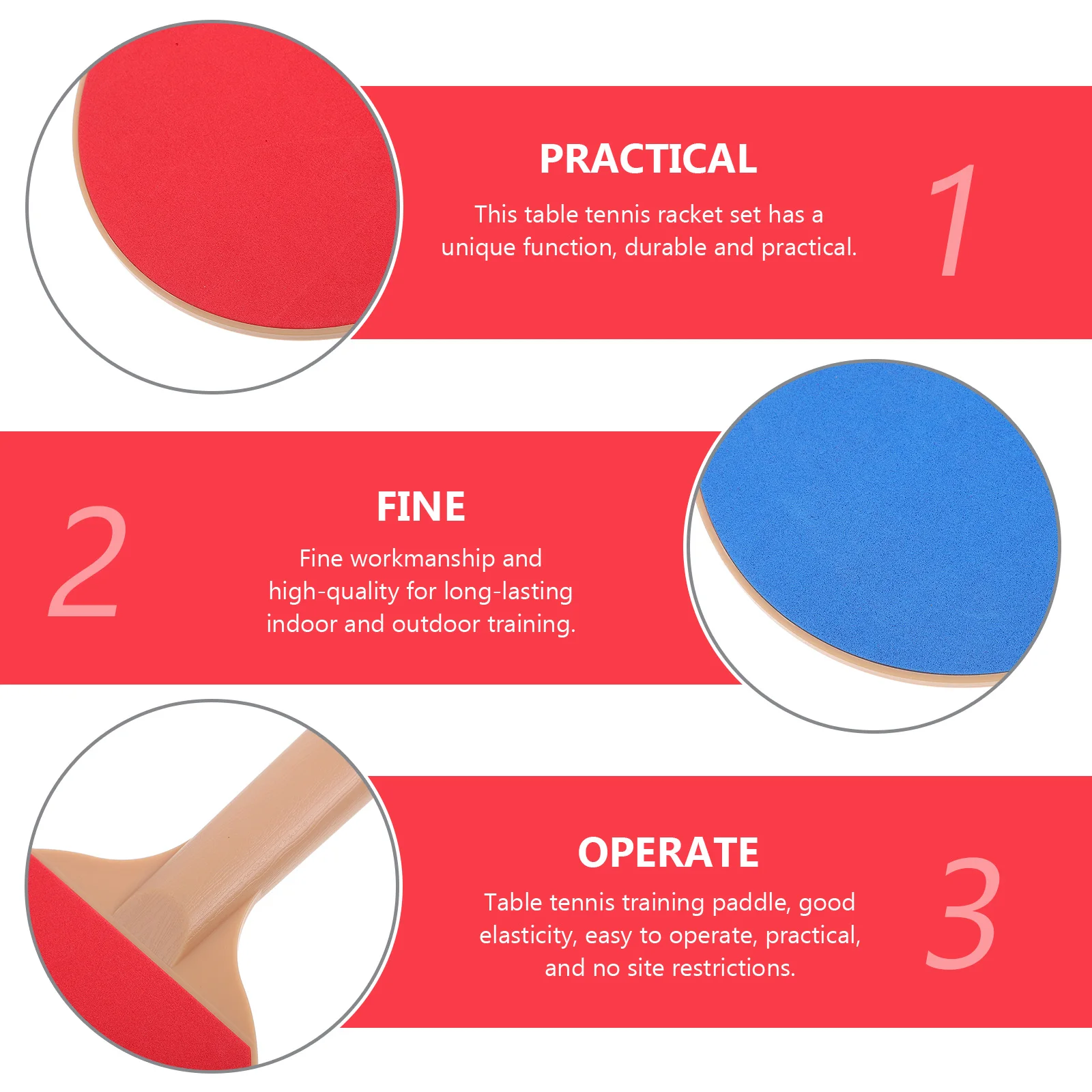 

1Set Table Tennis Racket Set Children Elastic Training Paddle for Reflex Eye Hand Coordination Indoor Outdoor Sports