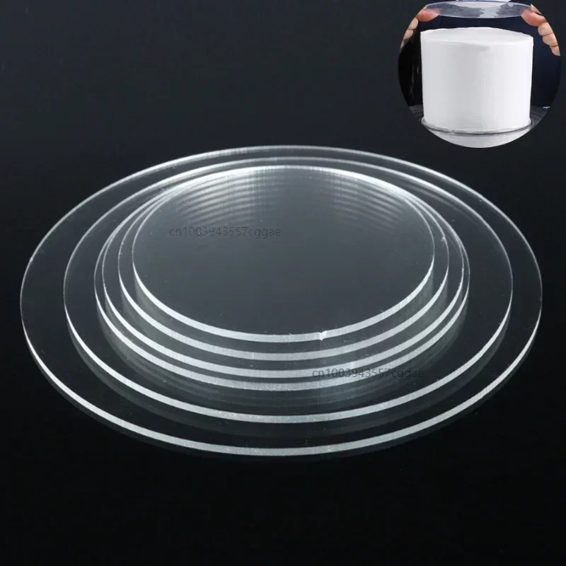 7 Size Round Acrylic Cake Disks 2mm Clear Extruded Circle Acrylic Baking Tray Stand DIY Reusable Cake Stand Decoration Tool