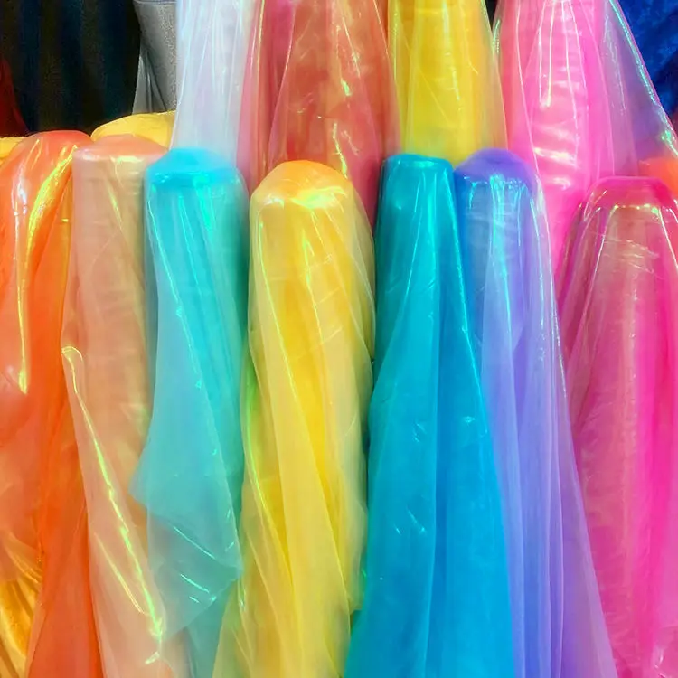 Laser Phantom Organza Fabric By Meters for Skirts Dresses Clothing Sewing Fashion Glossy Silky Soft Tulle Cloth Breathable Drape