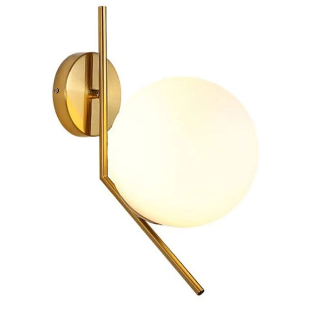 

Adjustable Wall Lamp Restaurant Glass Ball Metal Table Brass with Bulb Shade Wall Sconce Fixture for Loft Warm White