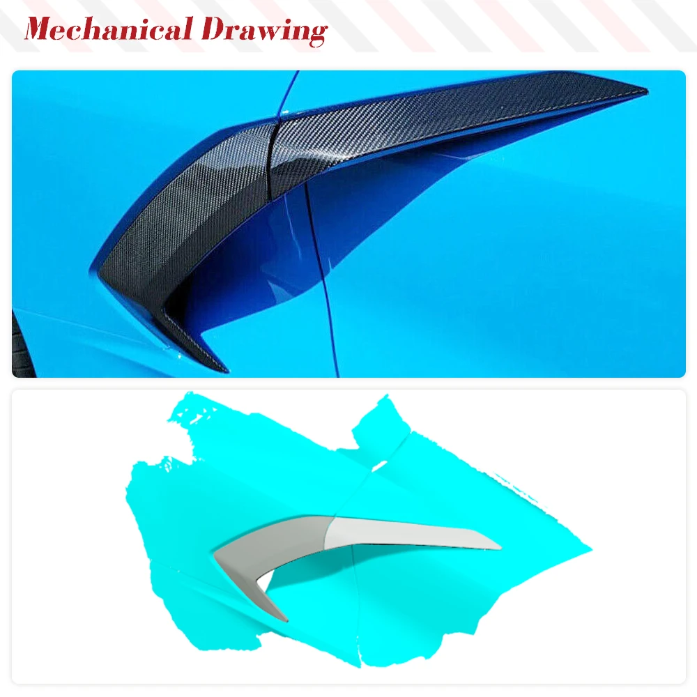 4PCS/Set Side Bumper Fender Cover Trim For Chevrolet Corvette C8 Dry Carbon Air Intake Scoop Covers Body Kits