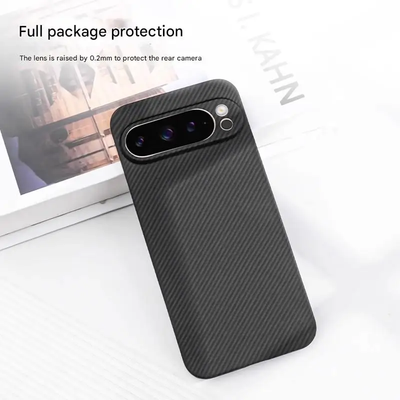 Etui na Google Pixel 9 Pro XL/Pixel 9 Pro/Pixel 9 z włókna aramidowego, kevlaru i włókna węglowego, ultracienkie, materiałowe, twarde, magnetyczne, czarne, smukłe. — zdjęcie produktu 4