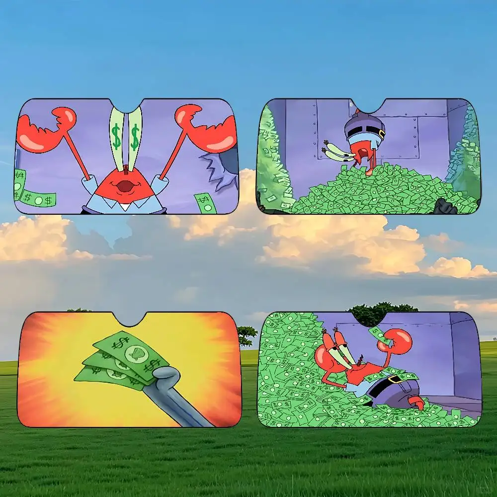 M-Mr. Krabs Car SunShade Car Sunshade Covers Cover Universal Windscreen Folding Visor