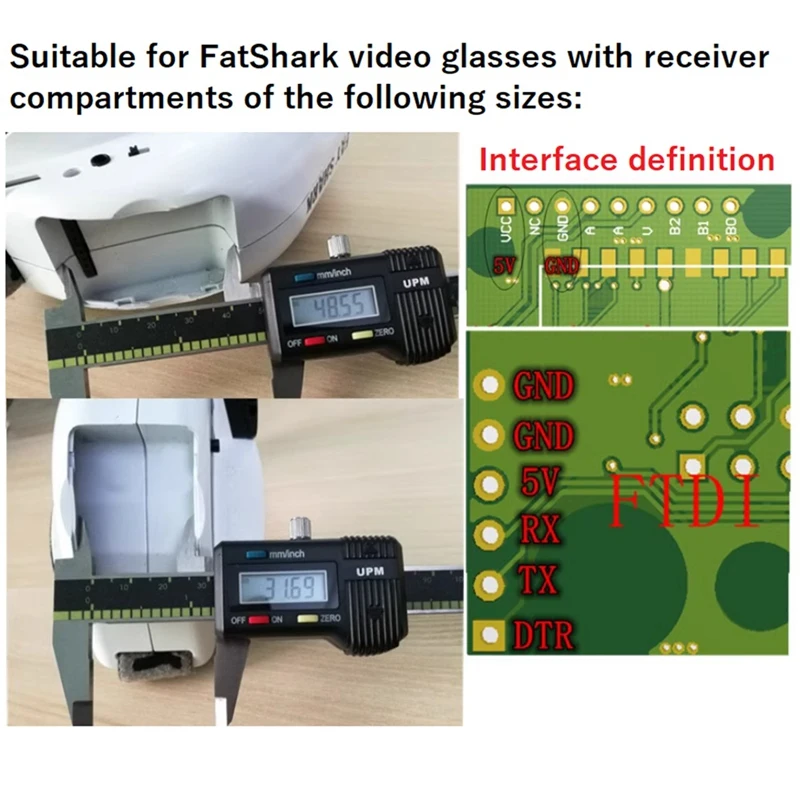 Módulo receptor Dual RX5808 5,8G, receptor FPV de 5,8G/48 canales, conversión de frecuencia con un clic HD2/HD3 HDO para Fatshark Goggels duradero