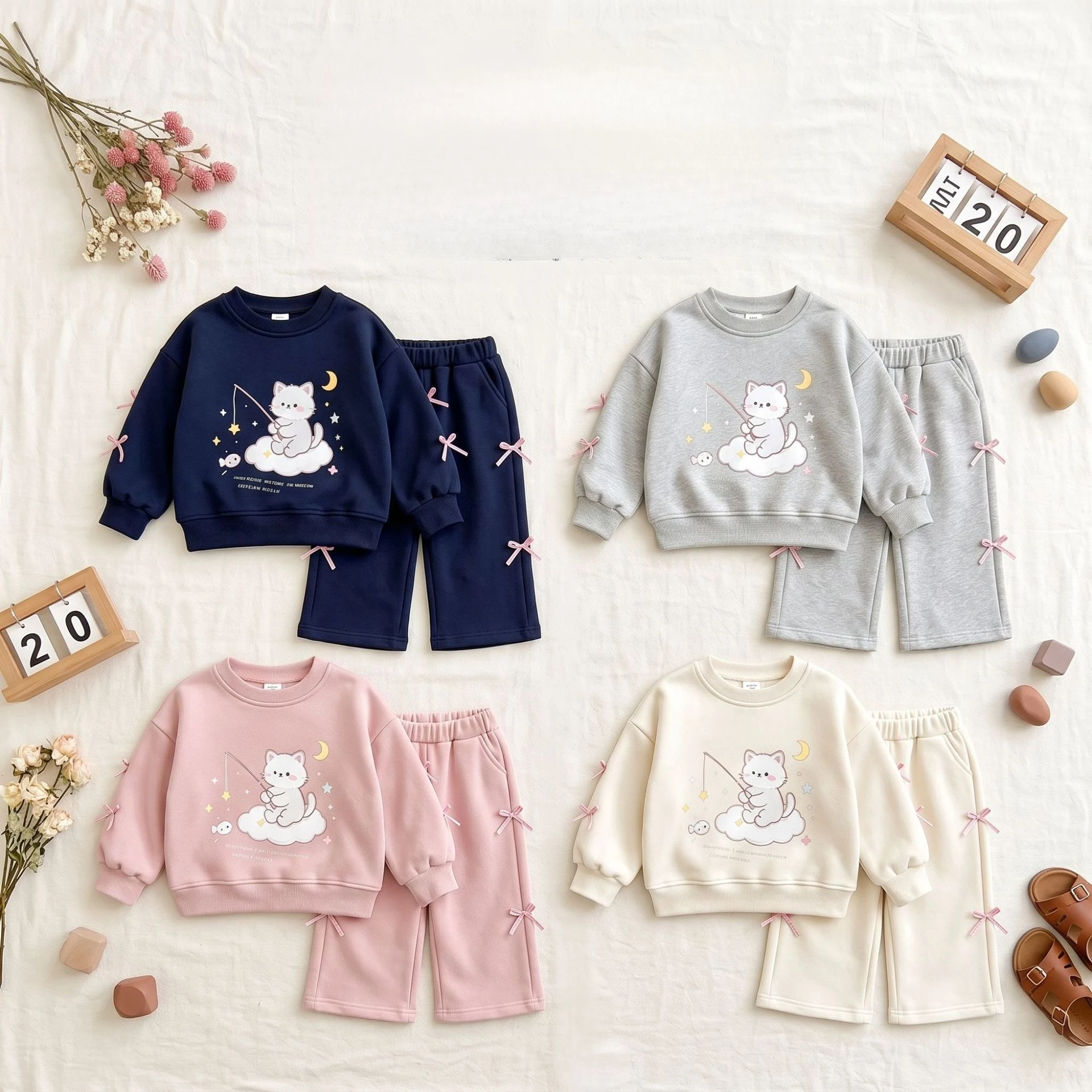 Mädchen-Sweatshirt & Hosen-Set mit Cartoon-Häschen-Print – Zweiteiliges Outfit mit langen Ärmeln für Frühling und Herbst, lässige Kinderkleidung – Detail 4