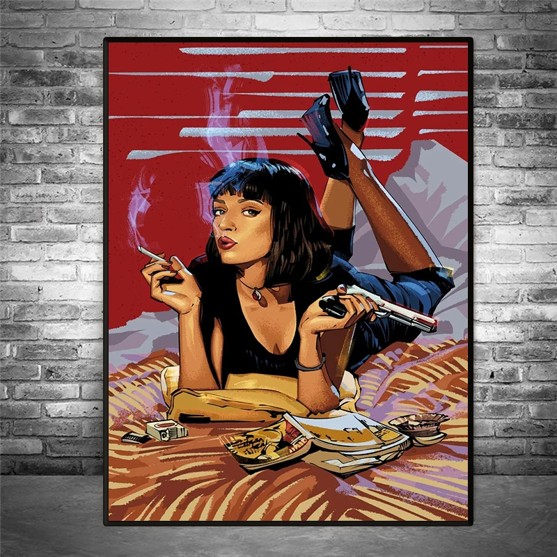 Pulp Fiction Classic Movie Canvas Quentin Tarantino Vintage Art Painting Funny Canvas Painting Pictures for Bedroom Home Decor