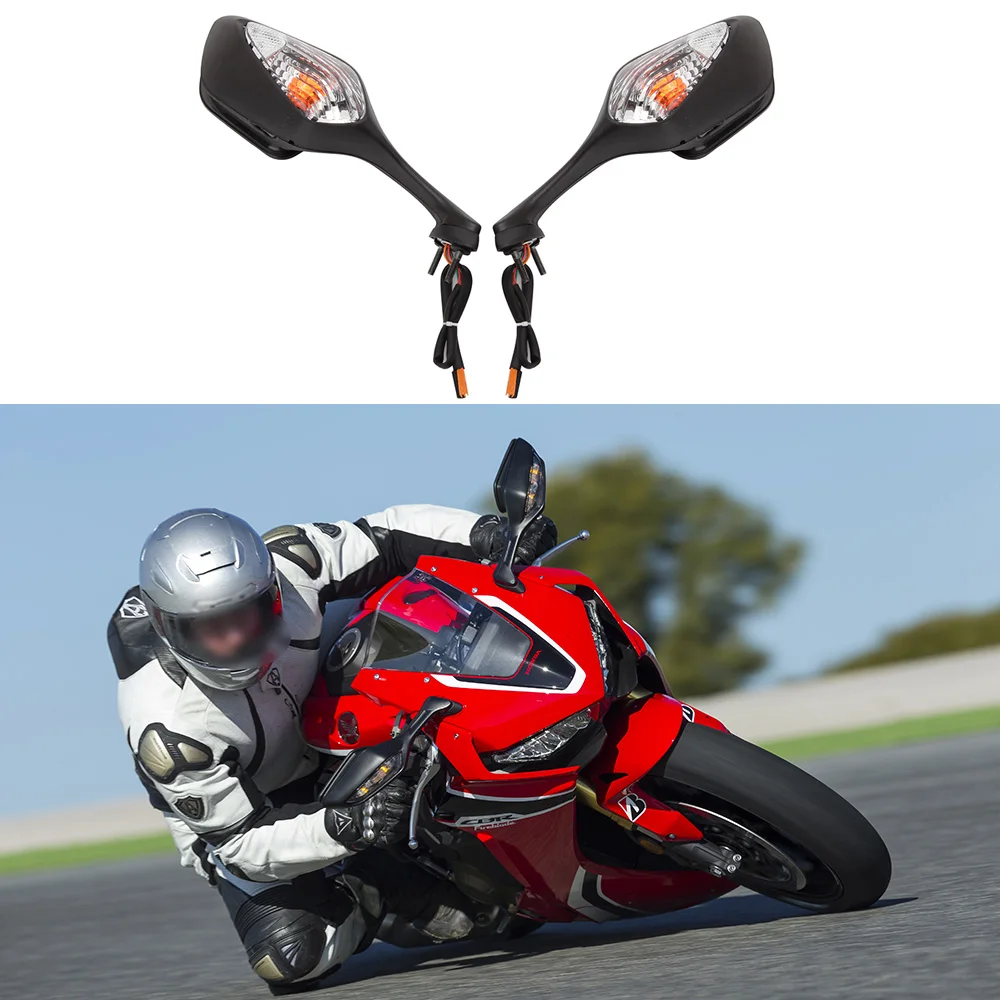 Black Motorcycle Rearview Mirror Side Rear View Mirror With Turn Signal Light For Honda Cbr1000rr 2008 Cbr 1000 rr 1000rr 08-12