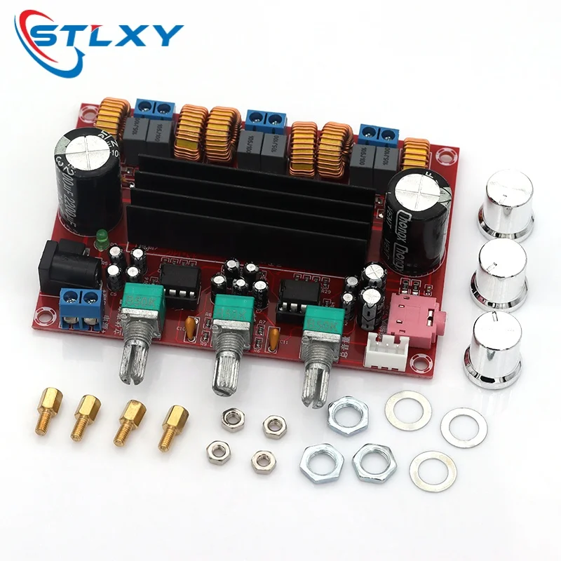 XH-M139 Audio Amplifier Board 2x50W 100W 2.1 Channel Amplifier Modules DC 12-24V 3 Sound Channels Energy Saving Pure HiFi Music