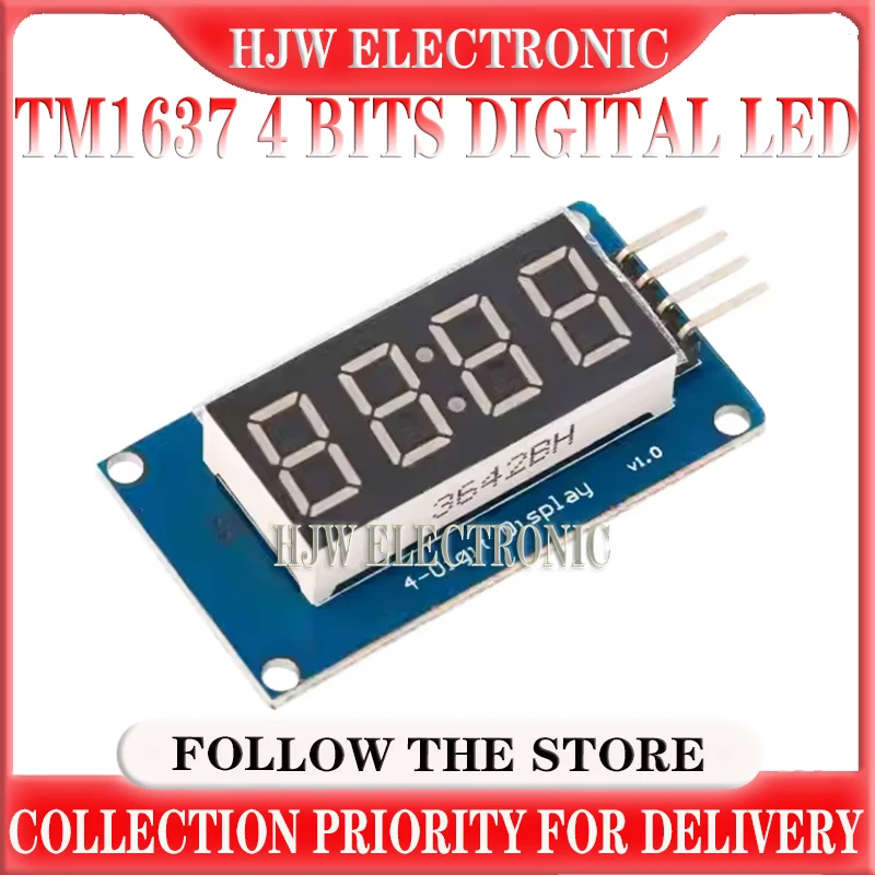 1pcs TM1637 4 Bits Digital LED Display Module For arduino 7 Segment 0.36Inch Clock RED Anode Tube Four Serial Driver Board Pack