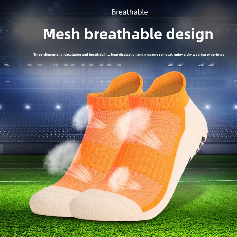 Short Football Socks Non Slip Grip Socks with Thick Cushion Breathable Sports Socks for Running