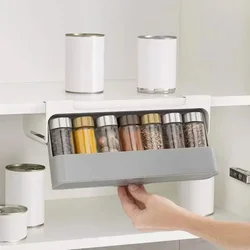 Kitchen Storage Rack Self-adhesive Wall-mounted Under-Shelf Spice Organizer Spice Bottle Storage Rack Oil Bottle Home Supplies