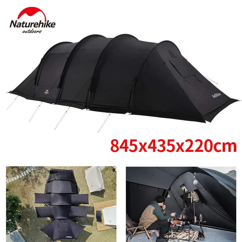 Naturehike Cloud Vessel Tunnel Tent 4 Rod with Chimney 4 Season Large Space 4-6 Person Hiking Waterproof Windproof Nylon Tent