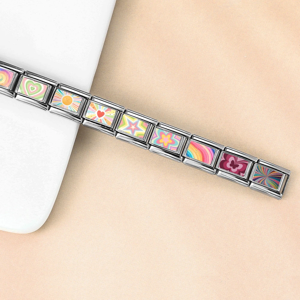 Original Design Sonne Schmetterling Stern Wirbel Herz Italienisches Gliederarmband 9mm Edelstahl Armband DIY Charm Schmuck Geschenk 2026 – Detail 2