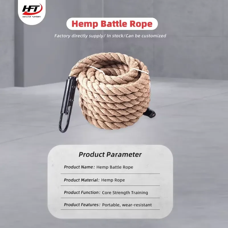 High-quality polyester universal battle rope with mounting hook, 7.5 kg-20 kg, for fitness, from China