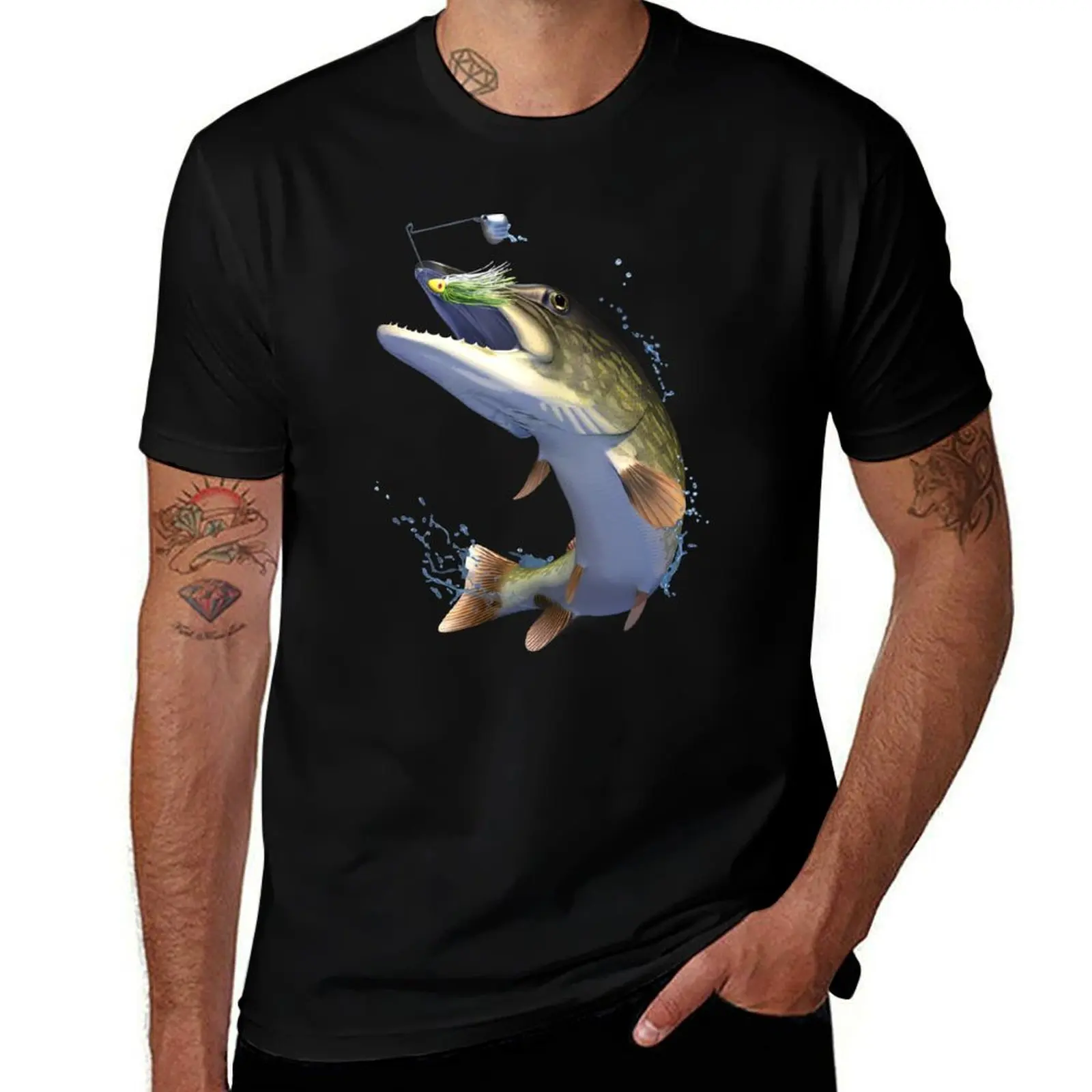 

Northern Pike Fishing Fisherman T-Shirt man t shirts cotton cotton tshirt 100% t shirts for man graphic vintage T-Shirt
