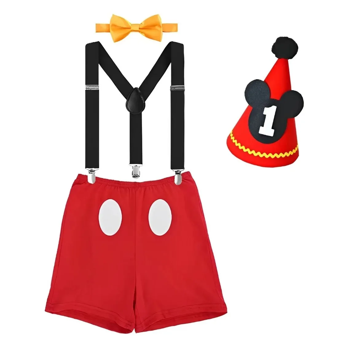 Baby Jongens Eerste Verjaardag Kostuum Taart Smash Cosplay Mickey Outfits Y Back Bretels Bloeiers Bowtie Set Muis Oor Kleding Set