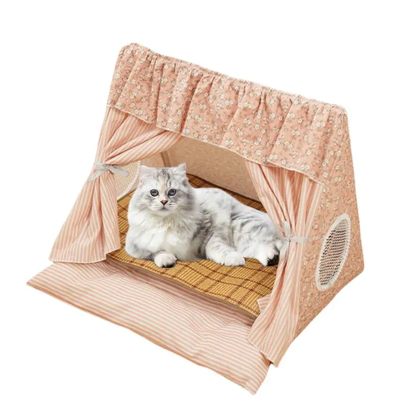 

Pet Tent Cat Cave Bed Removable Cooler Mat Comfortable Hut Pet Supplies For Puppies Kittens Rabbits And Small Animals