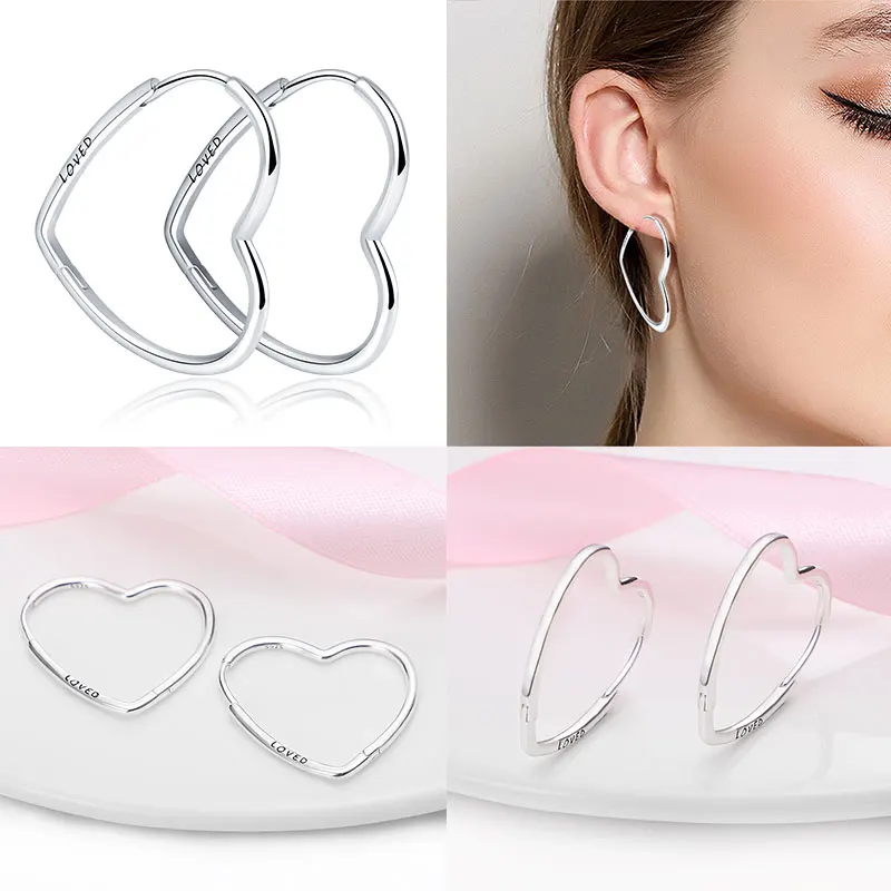 2024 Hot Sale 100% 925 Sterling Silver Heart to Heart Mother\'s Day Heart Shaped Pink Women\'s Earrings for Party Anniversary Gift