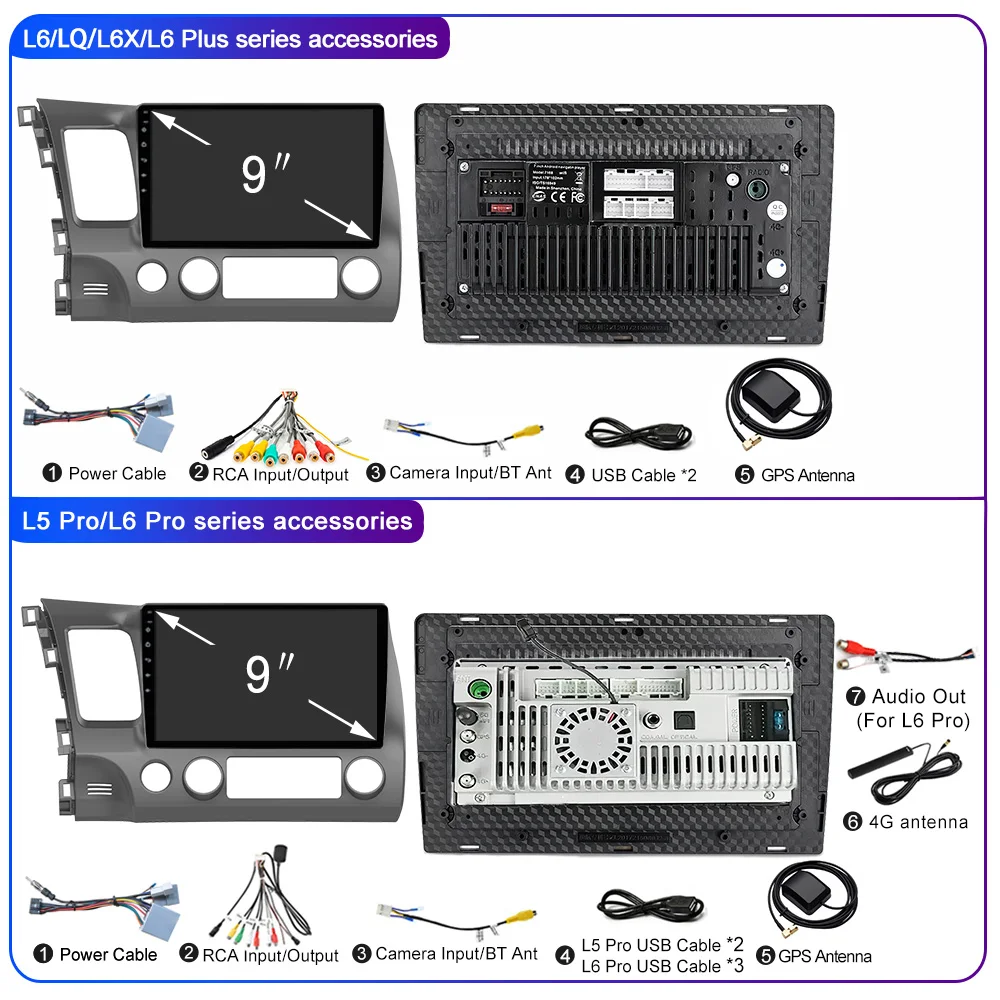 LEHX Pro AI Voice 4G LTE 2 Din Android 14 Car Radio Multimedia Video Player For Honda Civic 2006-2011 Autoradio Carplay GPS