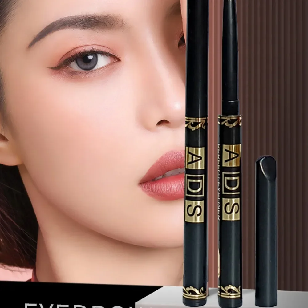 ADS Set di penne per colla automatica per eyeliner 2 pezzi Matita per sopracciglia facile da applicare Strumenti per il trucco Nero Marrone per una comoda bellezza Routin