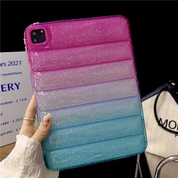 For iPad Pro 12.9 Case Luxury Glitter Rainbow Down Jacket Cases for iPad Pro 11 Air 5 4 10.9 10.5 7 8 10 2022 mini 6 Generation