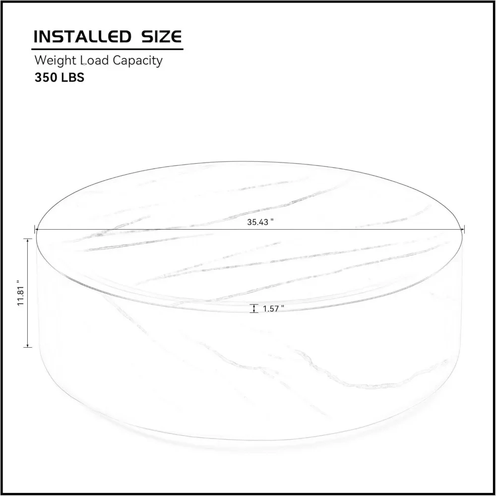 Mesa de centro redonda para sala de estar, Mesa de centro circular, Modern Drum Center Table for Apartment, Sem necessidade de montagem