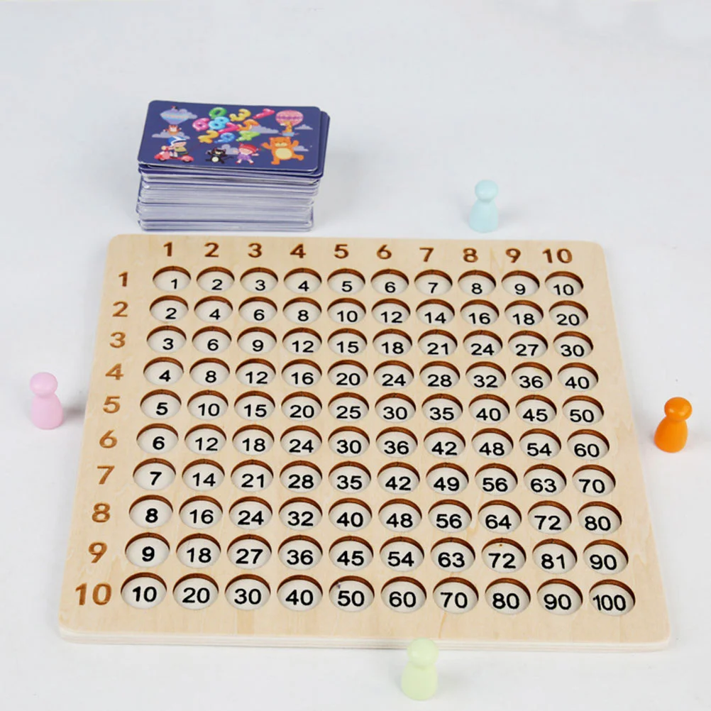 Triple 99 Wooden Montessori Learning Toy 3 in 1 Multiplication Preschool Educational Game Kids Games Math Flash Cards Concept