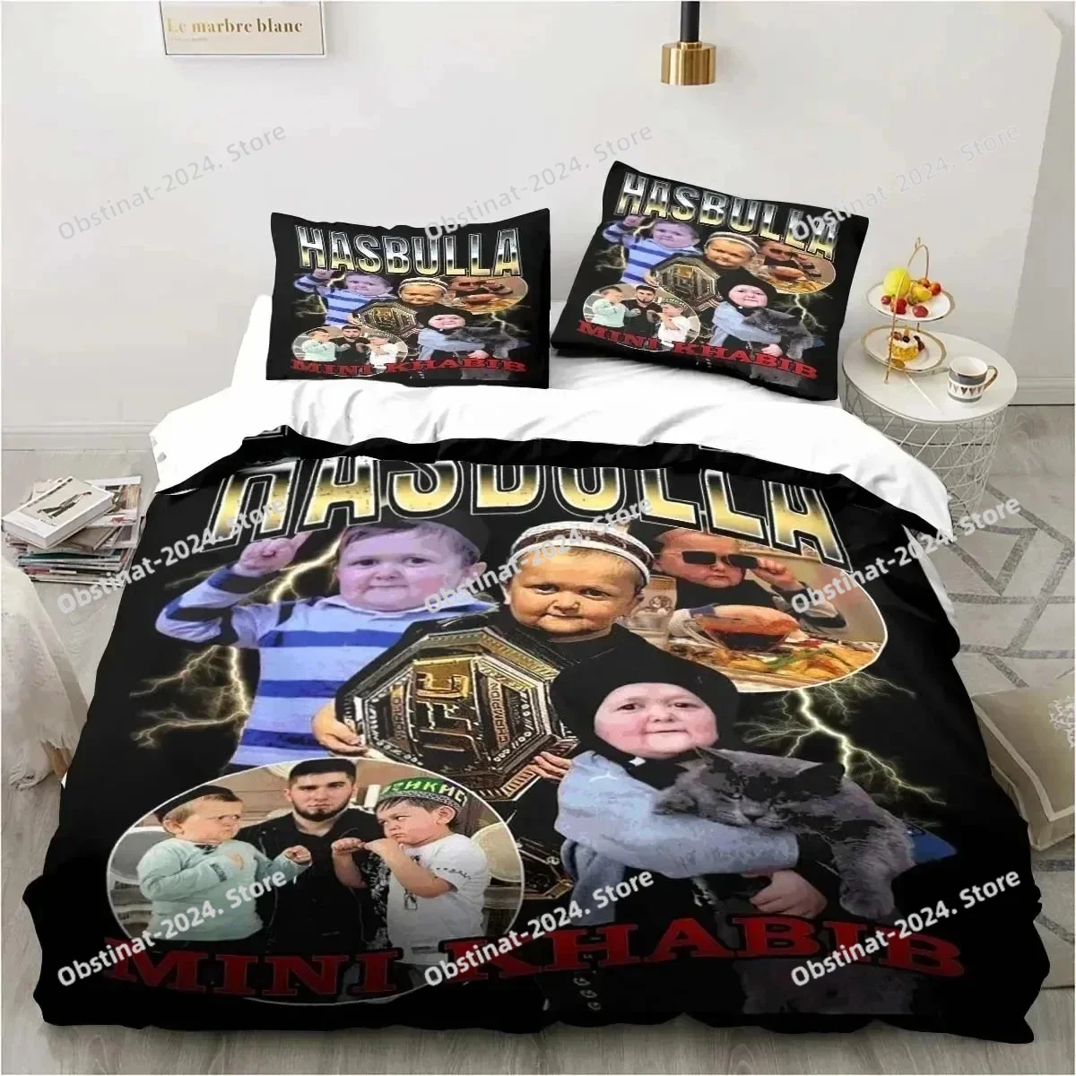 

Hasbulla Magomedov Fighting Meme Bedding Set Three Piece Bed Set Single Double King Size Bed Duvet Cover Set Bedroom Quilt Cover