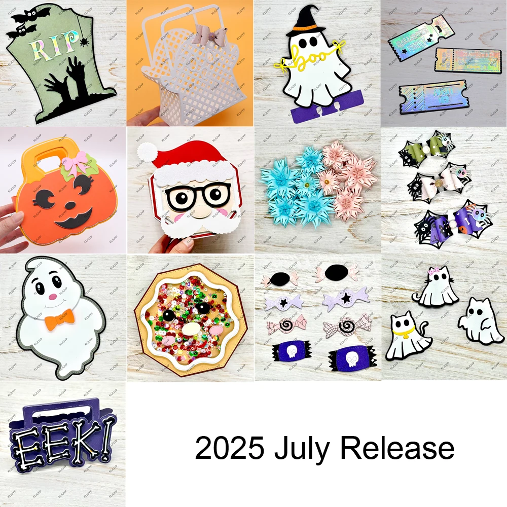 

KLJUYP 2025 July Release Bundle Metal Cutting Dies Stencils for DIY Scrapbooking Decorative Embossing DIY Paper Cards