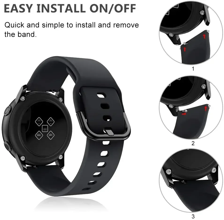 20mm Silicone band for Samsung Galaxy Watch 4/3/Active 2 Active 3 Gear S2 Watchband Bracelet Strap For Huami Amazfit Huawei