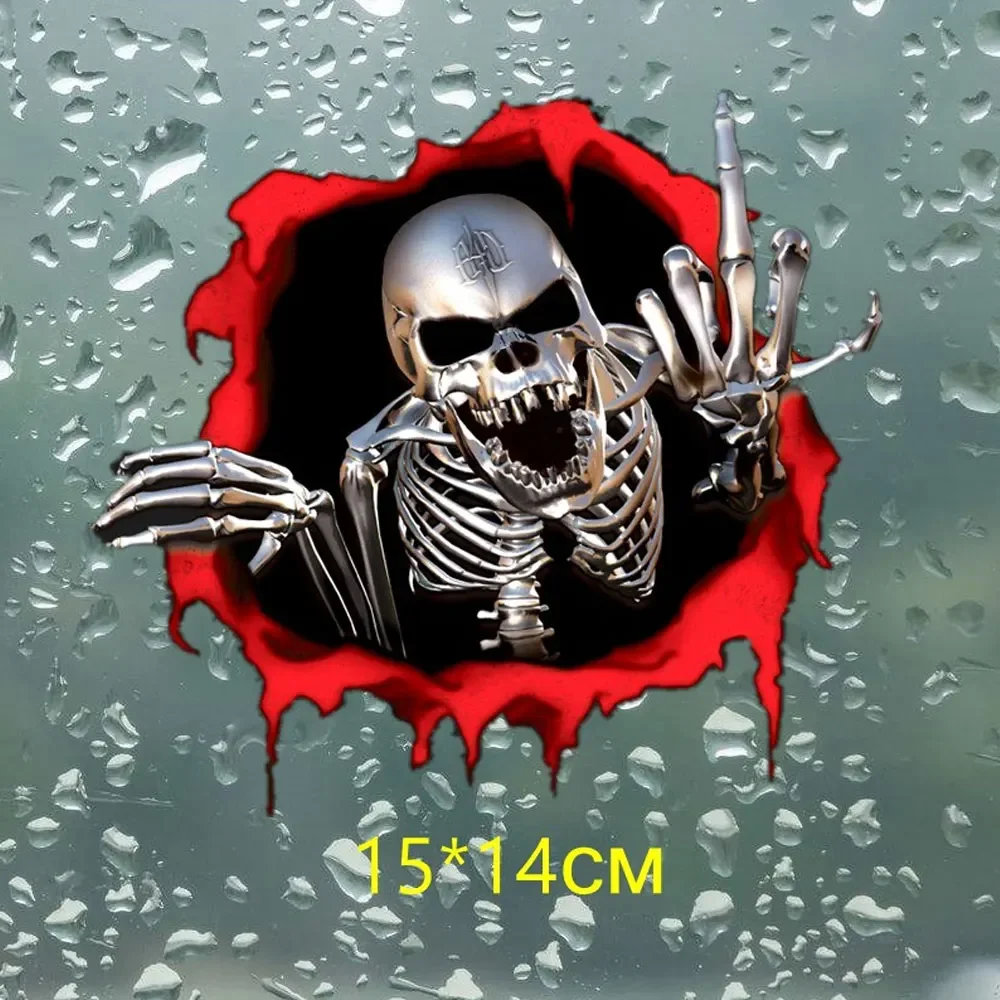 Car Sticker Funny Skull Middle Finger Car Window Decorative Sticker Skull Decal for Car Decoration