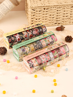 10rolls/Box Colored Flower Vintage Washi Tape Set Beautiful Decorative Tape Scrapbooking Supplies Romantic Aesthetics Washi Tape