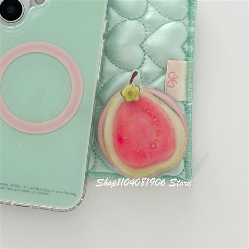 

Korean Cute Guava Rotate Magnetic Holder Phone Griptok Grip Tok Stand Support For iPhone 16 15 For Magsafe Accessories Smart Tok