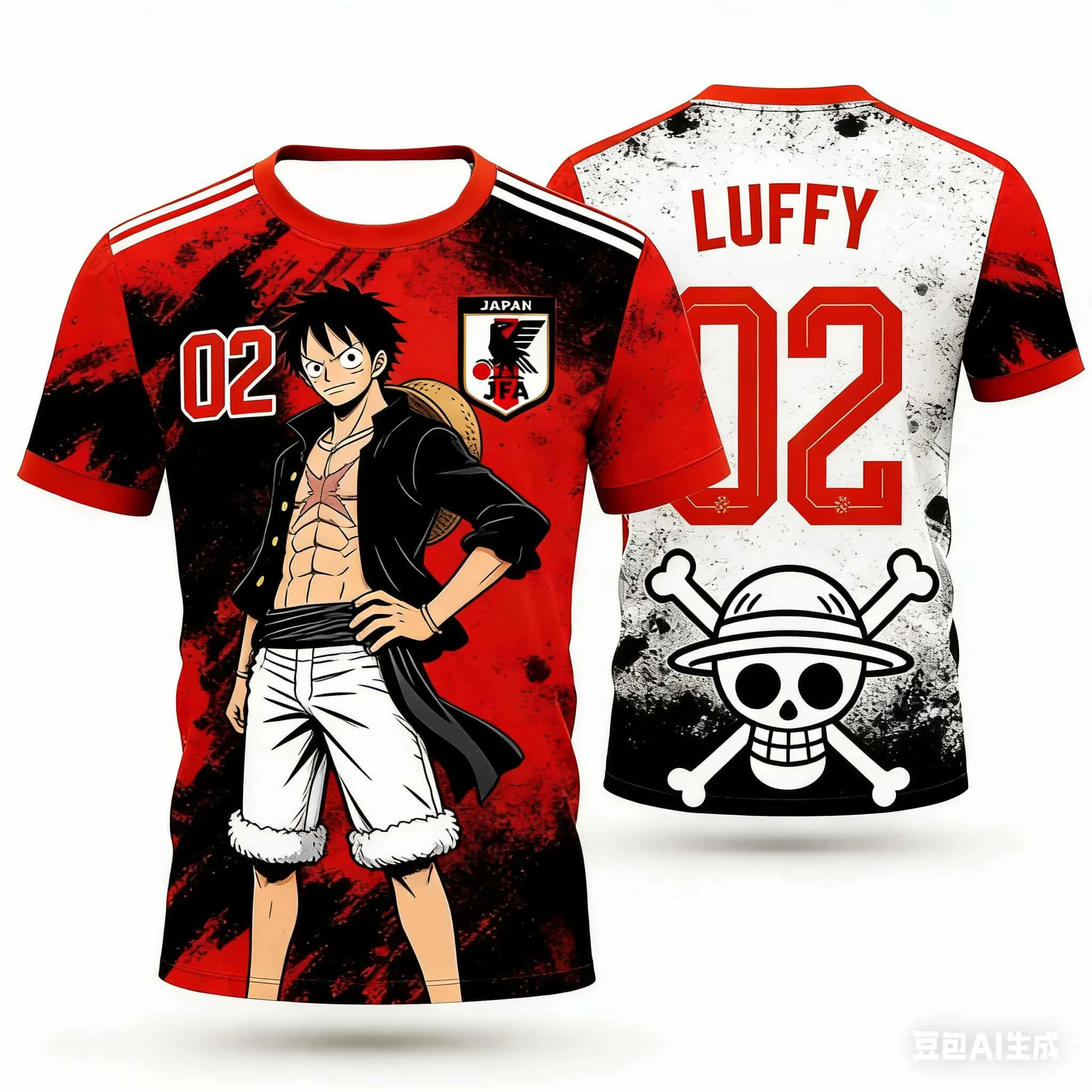 Japan Fußballmannschaft Brook Anime T-Shirt für Herren und Damen, One Piece Grafik Fußballtrikot T-Shirt, Lässiges Fan-Geschenk Oberteil – Detail 7