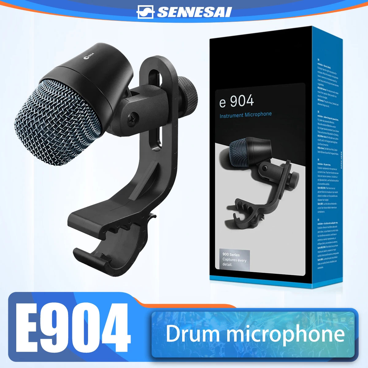 

SENNESAI Hot Selling！E904 Tom Snare Drum Microphone e904 (Metal)，Evolution Series Cardioid Instrument Mic With Clip Arm Mount