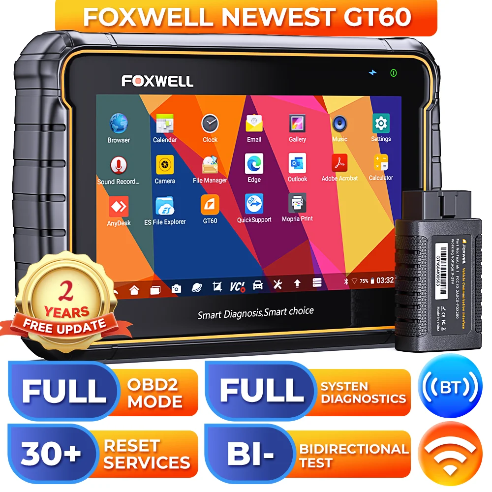 

Новая полная система Foxwell GT60, активный тест, считыватель автомобильных кодов, 24, сброс обслуживания, двунаправленный диагностический инструмент, автомобильный сканер Obd2