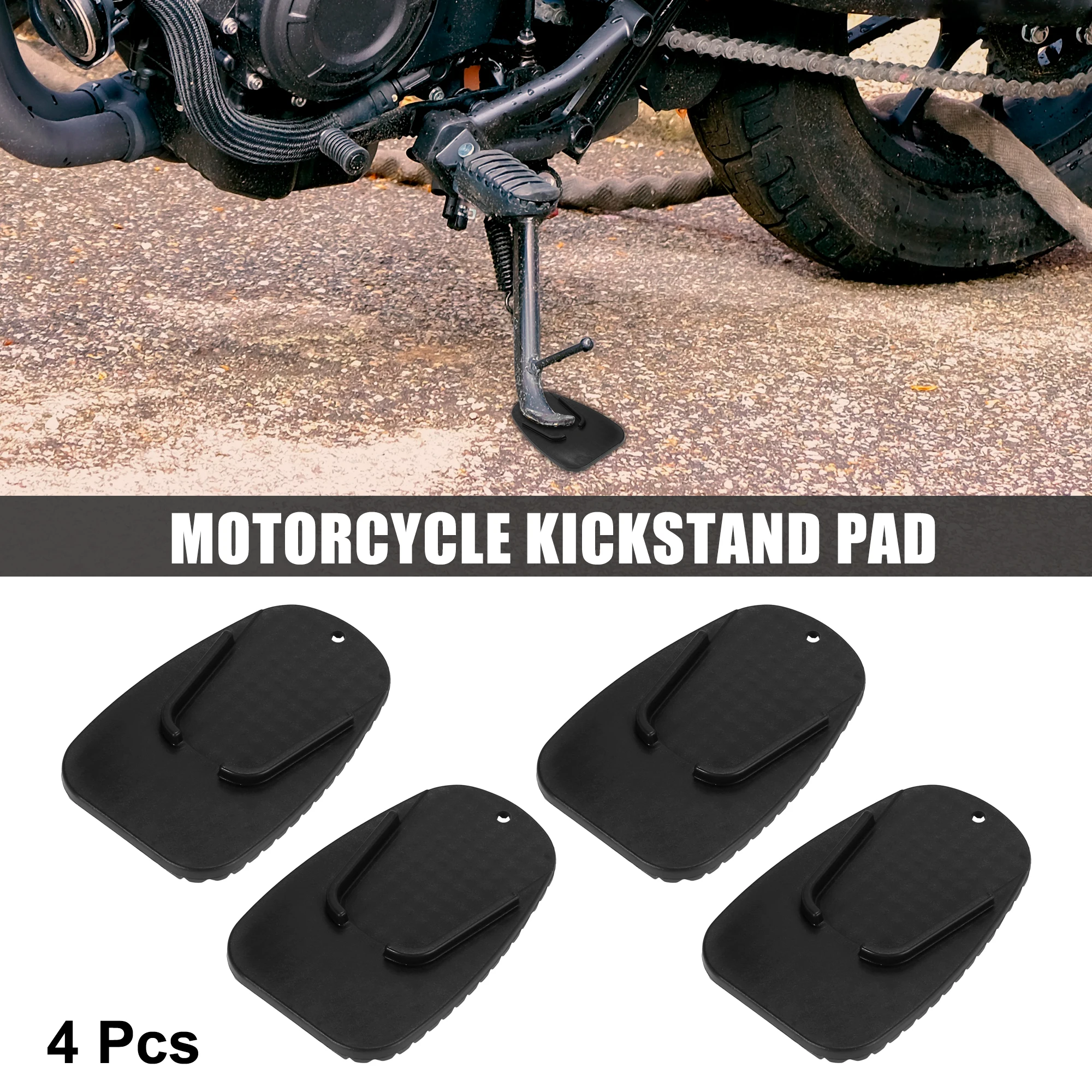 

Motoforti 4pcs Universal Motorcycle Kickstand Pad Support Plate Pad Parking Stand Side Stand Extension Pad Black