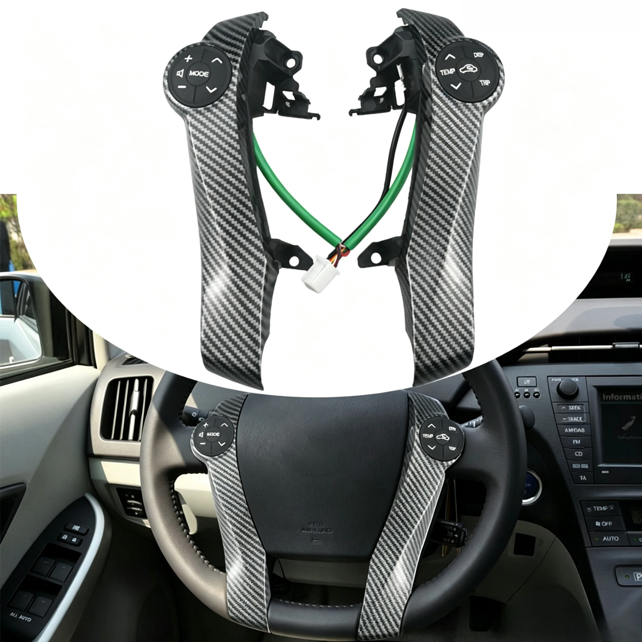 For Toyota Prius ZVW30 2009‑2015, Multifunction Steering Wheel Button, Cruise Control Volume Audio Mode Control Switch Replace