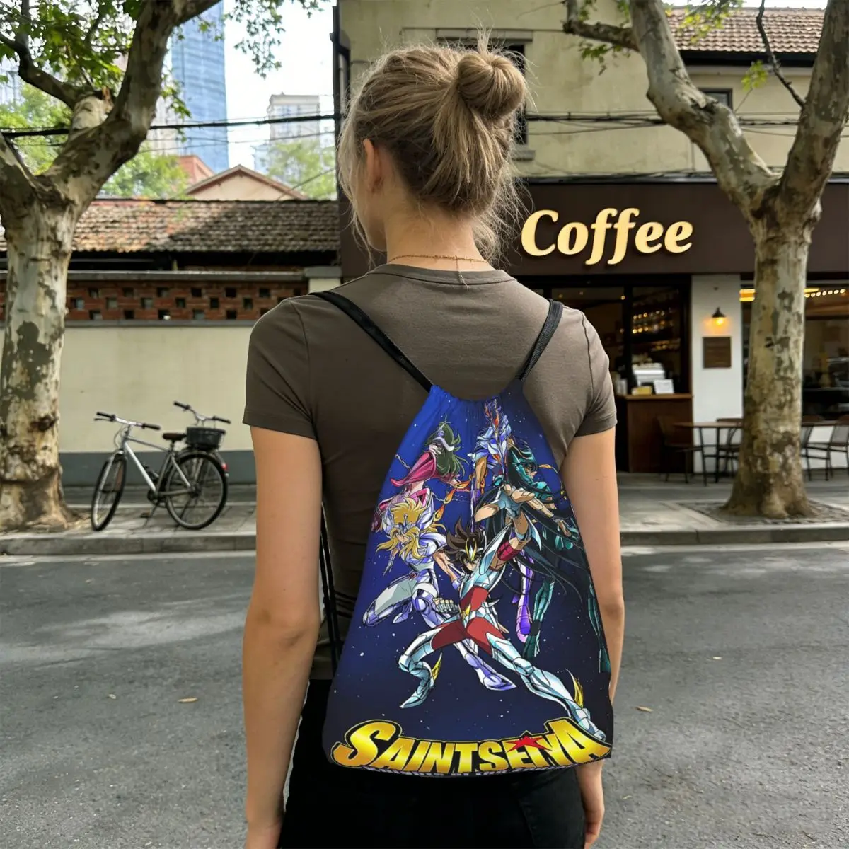 Anime Knights Of The Zodiac Saint Seiya Backpacks Multi-function Drawstring Bundle Pocket Sundries Bag Book Bags Travel Students