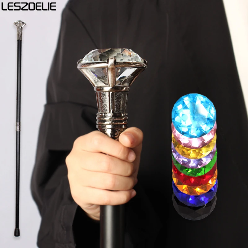 Bastones de lujo con mango tipo diamante para hombre y mujer, bastón decorativo, elegante, Vintage, a la moda, 10 colores