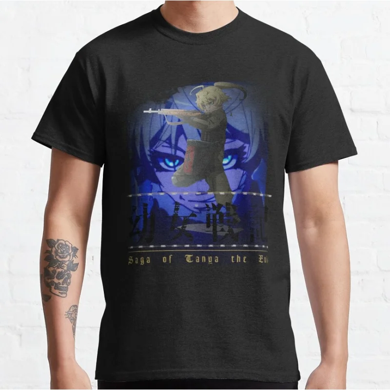 

0516 Youjo Senki The Evil Tanya Degurechaff Gift t shirt Anime girls Graphic Tee 100% cotton print Y2K clothes Large size Tops