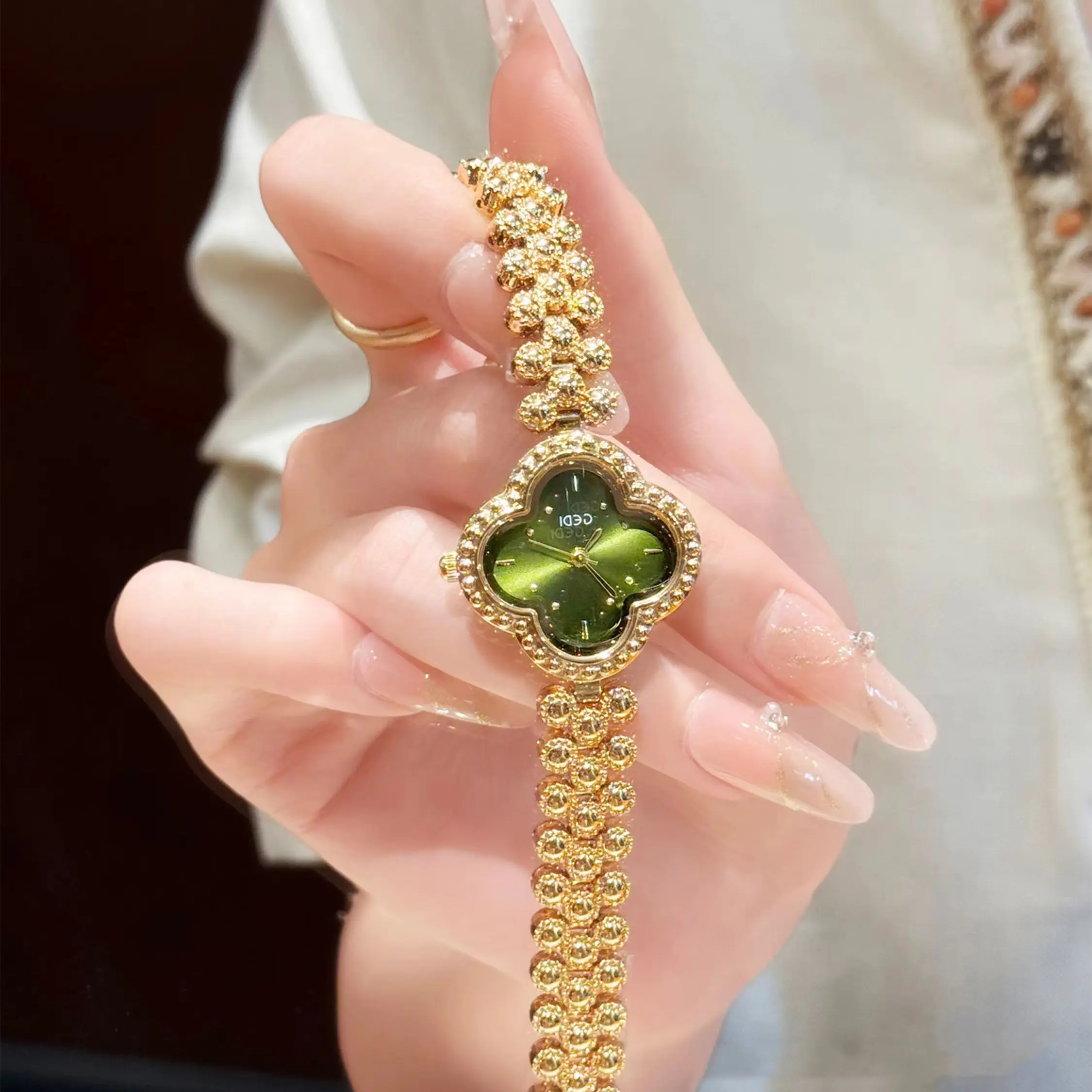Luxury High-end Women Watch Flower Dial Stainless Steel Bracelet Quartz Wristwatch Elegant Ladies Dress Clock Waterproof Gift