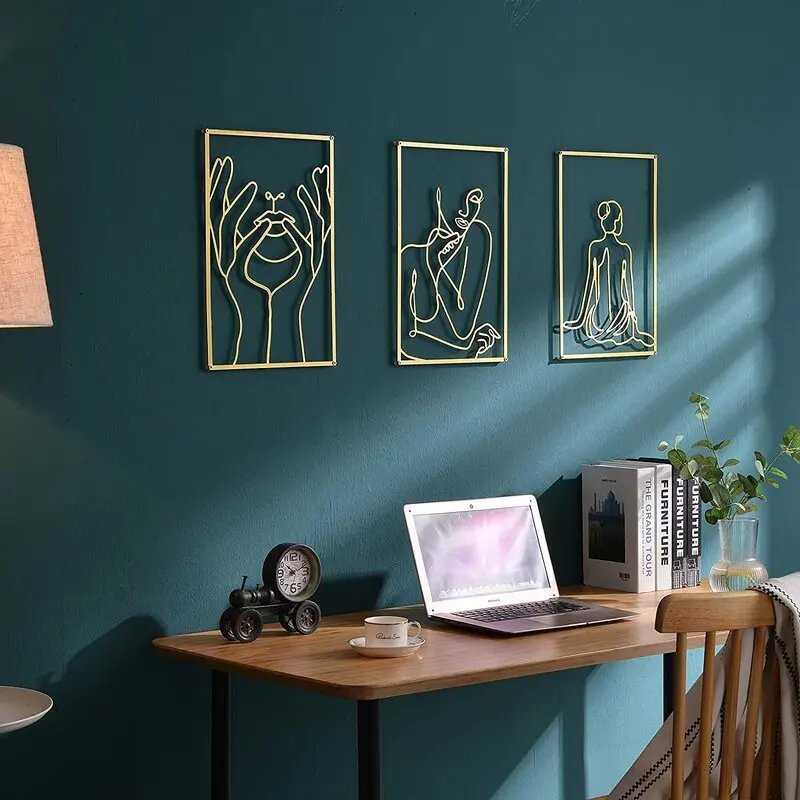 Nordic Abstract Female Line Iron Wall Hanging Ornament Sexy Woman Silhouette Metal Pendant Art Living Room Home Decoration