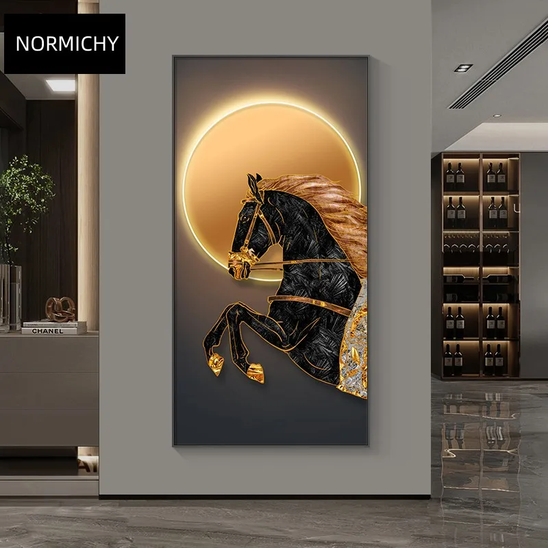 Nowa lampa ścienna Led porcelana kryształowa koń do dekoracja wnętrz salonu do restauracji do korytarza dekoracja domu lampa ścienna